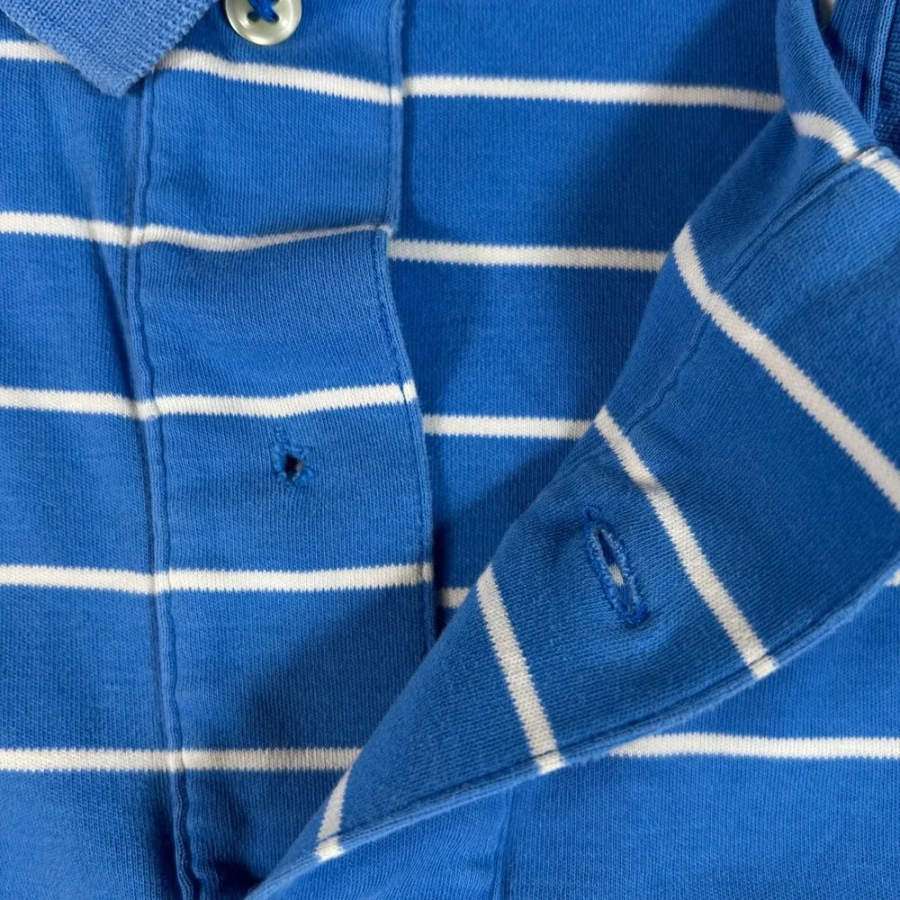 Polo Ralph Lauren Polo Shirt Mens‎ XLT Blue White Striped Short Sleeve Preppy